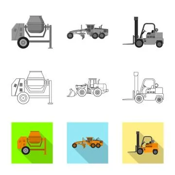 Isolated object of build and construction icon. Set of build and machinery stock 스톡 일러스트