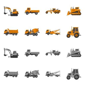 Isolated object of build and construction sign. Set of build and machinery stock Illustrazione stock