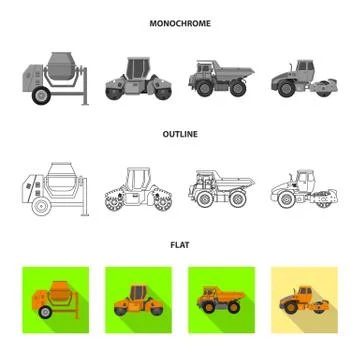 Isolated object of build and construction logo. Set of build and machinery stock Illustrazione stock