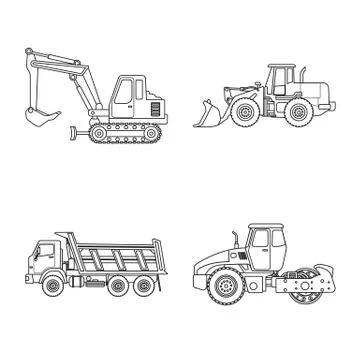 Isolated object of build and construction sign. Set of build and machinery stock 스톡 일러스트