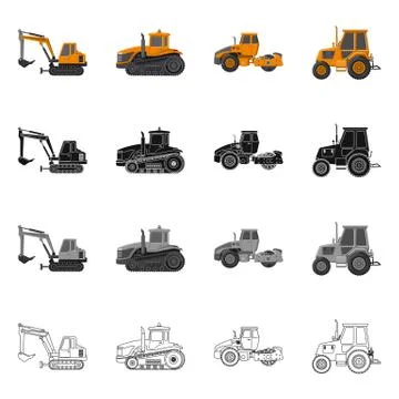 Isolated object of build and construction icon. Set of build and machinery stock 스톡 일러스트