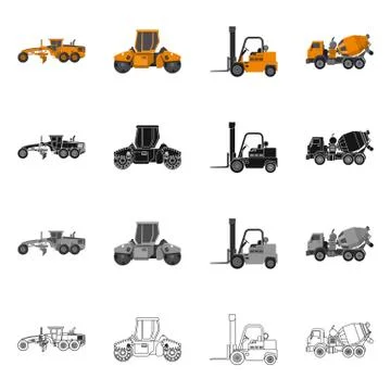 Isolated object of build and construction icon. Set of build and machinery 스톡 일러스트
