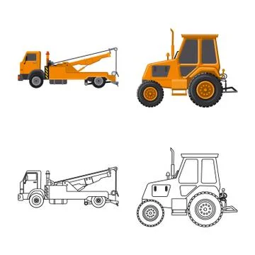 Isolated object of build and construction sign. Set of build and machinery stock Illustrazione stock