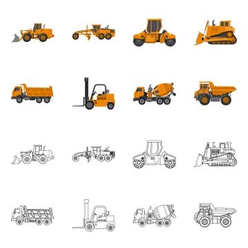Isolated object of build and construction icon. Collection of build and 스톡 일러스트
