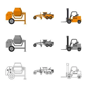 Isolated object of build and construction symbol. Set of build and machinery 스톡 일러스트