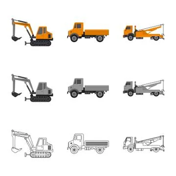 Isolated object of build and construction sign. Set of build and machinery stock Stock-Illustration