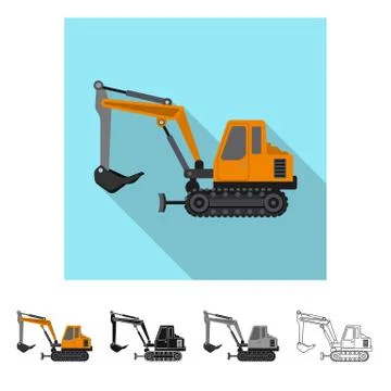 Isolated object of build and construction sign. Set of build and machinery stock Illustrazione stock