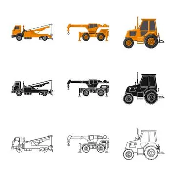Isolated object of build and construction symbol. Set of build and machinery Stock Illustration