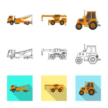Isolated object of build and construction logo. Set of build and machinery stock Stock Illustration