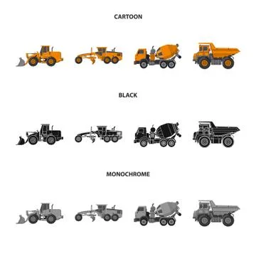 Isolated object of build and construction sign. Set of build and machinery stock Illustrazione stock