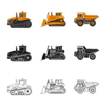 Isolated object of build and construction sign. Set of build and machinery stock 스톡 일러스트