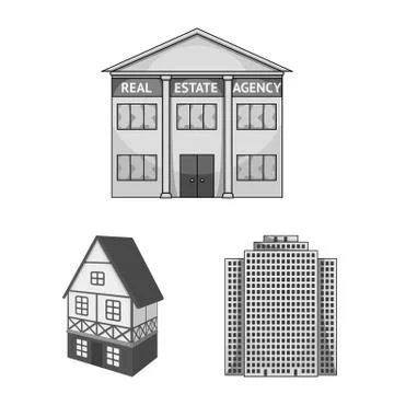 Isolated object of building and city icon. Collection of building and business Ilustración de archivo
