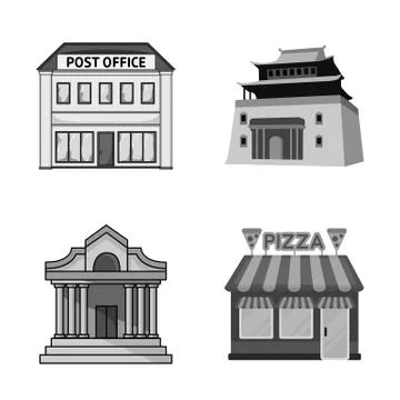 Isolated object of building and city logo. Set of building and business vector Ilustración de archivo