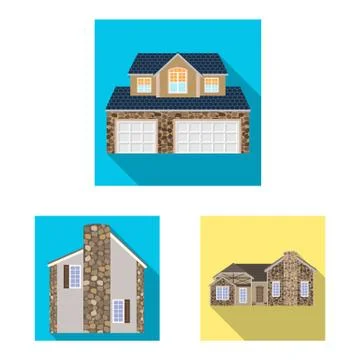 Isolated object of building and front symbol. Set of building and roof vector Ilustración de archivo
