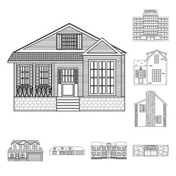 Isolated object of building and front icon. Set of building and roof vector icon Ilustración de archivo