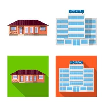 Isolated object of building and front icon. Set of building and roof vector icon Ilustración de archivo