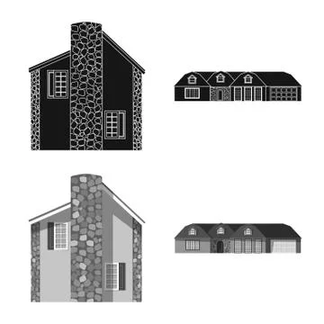 Isolated object of building and front symbol. Set of building and roof stock Ilustración de archivo