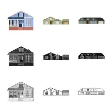 Isolated object of building and front icon. Collection of building and roof Ilustración de archivo