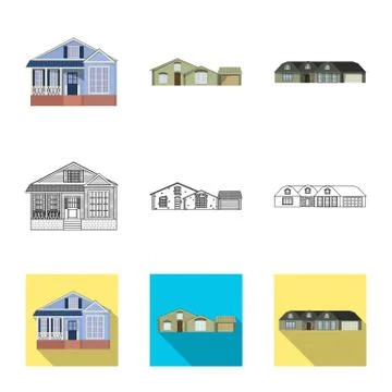 Isolated object of building and front icon. Collection of building and roof Ilustración de archivo