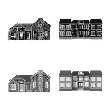 Isolated object of building and front sign. Set of building and roof vector icon Ilustración de archivo