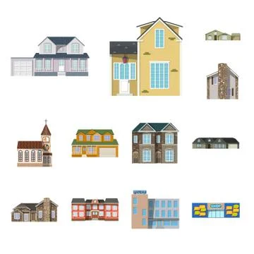 Isolated object of building and front icon. Collection of building and roof Ilustración de archivo
