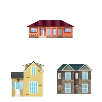 Isolated object of building and front icon. Collection of building and roof Ilustración de archivo