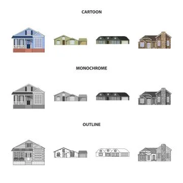 Isolated object of building and front icon. Set of building and roof vector icon Ilustración de archivo