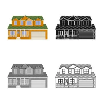 Isolated object of building and front symbol. Set of building and roof vector Ilustración de archivo