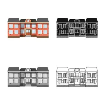 Isolated object of building and front symbol. Set of building and roof stock Ilustración de archivo
