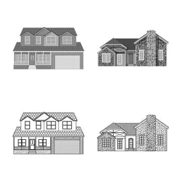 Isolated object of building and front icon. Set of building and roof vector icon Ilustración de archivo