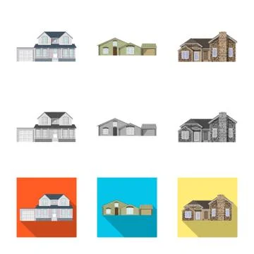 Isolated object of building and front icon. Collection of building and roof Ilustración de archivo