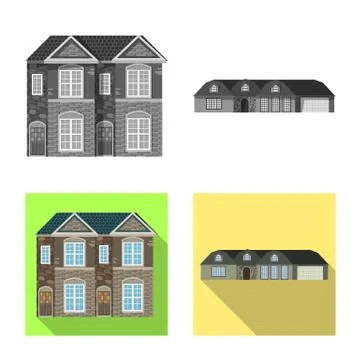 Isolated object of building and front icon. Set of building and roof vector icon Ilustración de archivo