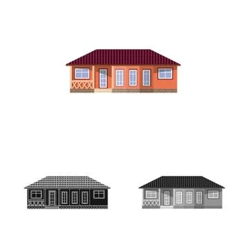 Isolated object of building and front icon. Collection of building and roof Ilustración de archivo