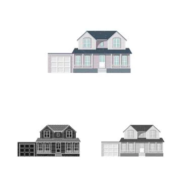 Isolated object of building and front logo. Set of building and roof stock Ilustración de archivo