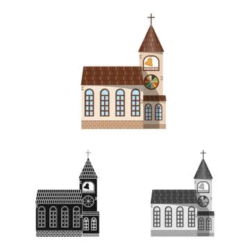 Isolated object of building and front logo. Collection of building and roof Ilustración de archivo