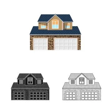 Isolated object of building and front icon. Set of building and roof vector icon Ilustración de archivo