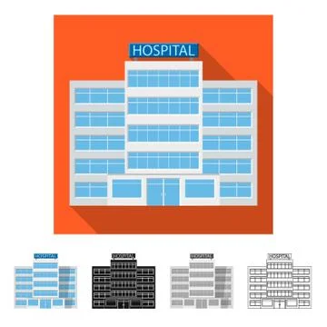 Isolated object of building and front sign. Collection of building and roof Ilustración de archivo