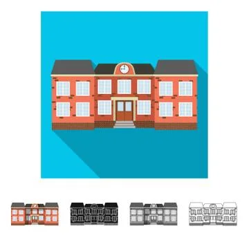 Isolated object of building and front symbol. Collection of building and roof Ilustración de archivo