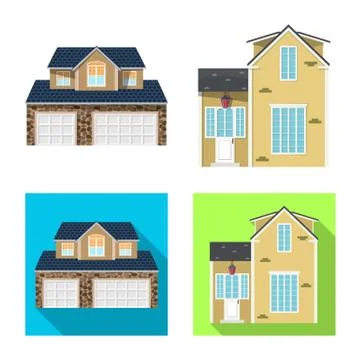 Isolated object of building and front icon. Collection of building and roof Ilustración de archivo