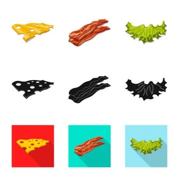 Isolated object of burger and sandwich symbol. Collection of burger and slice Stock Illustration