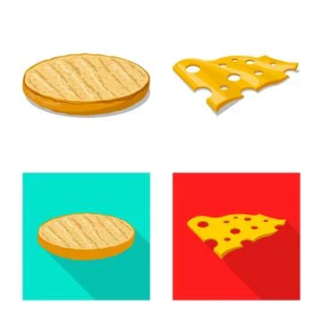 Isolated object of burger and sandwich sign. Collection of burger and slice Stock Illustration