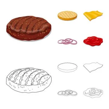 Isolated object of burger and sandwich icon. Collection of burger and slice Stock Illustration