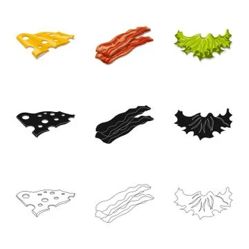 Isolated object of burger and sandwich icon. Set of burger and slice stock Stock Illustration