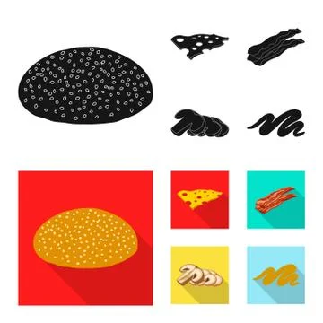 Isolated object of burger and sandwich icon. Collection of burger and slice Stock Illustration