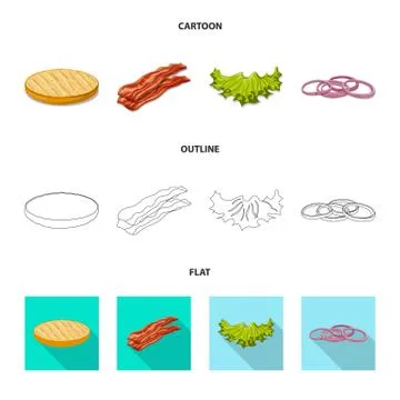 Isolated object of burger and sandwich logo. Collection of burger and slice Illustrazione stock