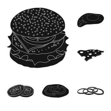 Isolated object of burger and sandwich icon. Set of burger and slice stock Stock Illustration