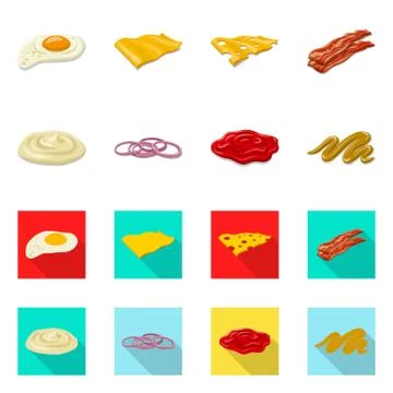 Isolated object of burger and sandwich symbol. Collection of burger and slice Illustrazione stock