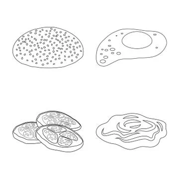Isolated object of burger and sandwich symbol. Collection of burger and slice Illustrazione stock