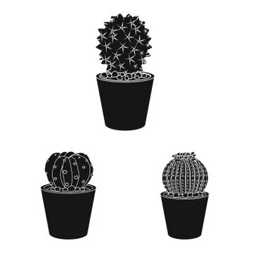 Isolated object of cactus and pot symbol. Set of cactus and cacti vector icon Illustrazione stock