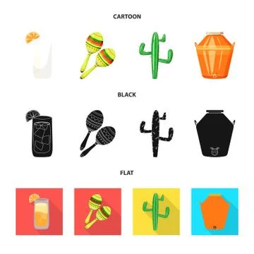 Isolated object of cafe and Latin logo. Set of cafe and national stock vector Stock Illustration
